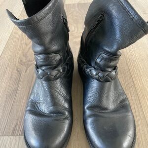 Beautiful Steve Madden Black Braided Leather Moto Boots